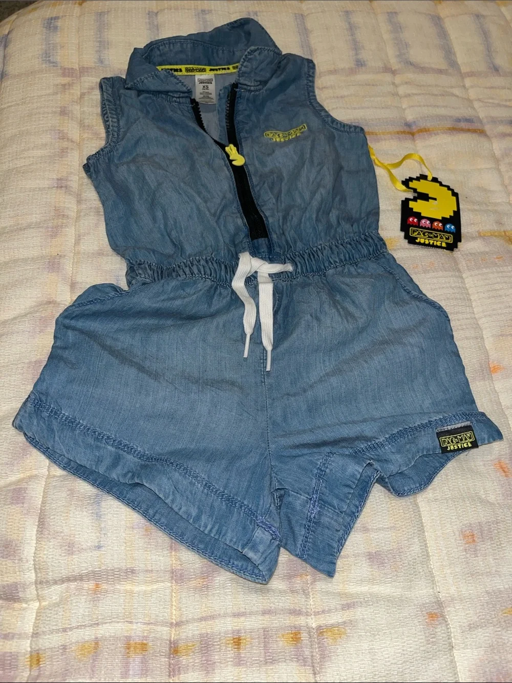 PACMAN collection Light Blue Denim Romper Justice Girls'